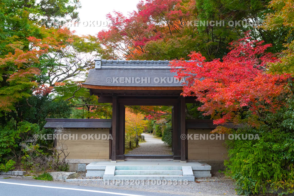 奈良県　円成寺　紅葉と東門