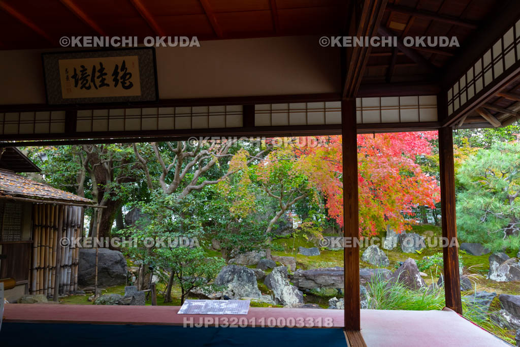 京都府　高台寺　円徳院の北書院北庭と紅葉