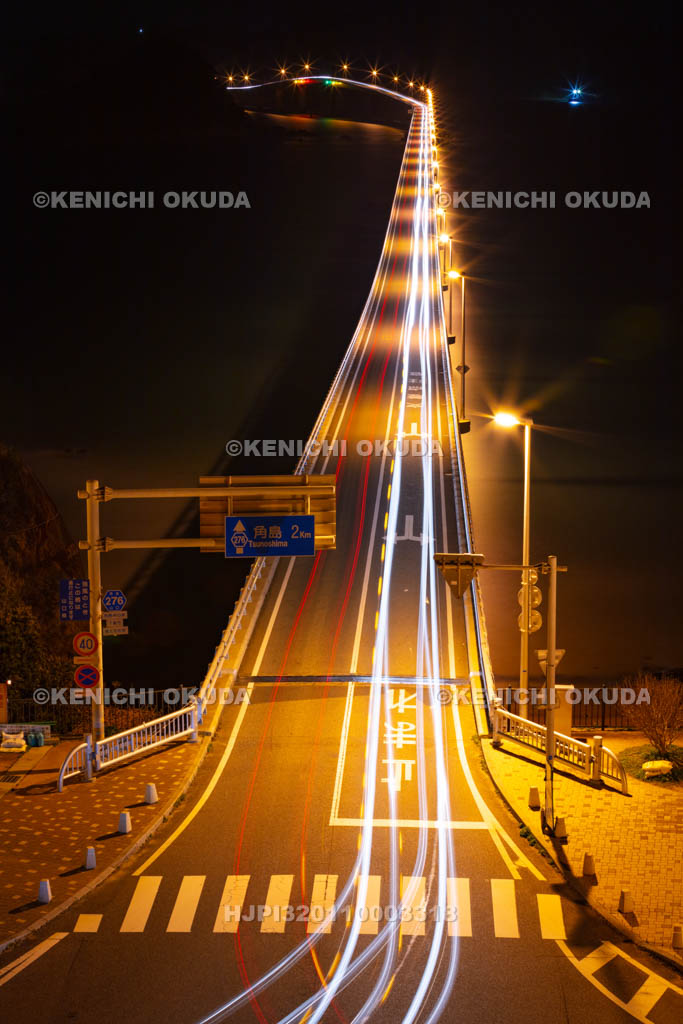 山口県　角島大橋の夜景