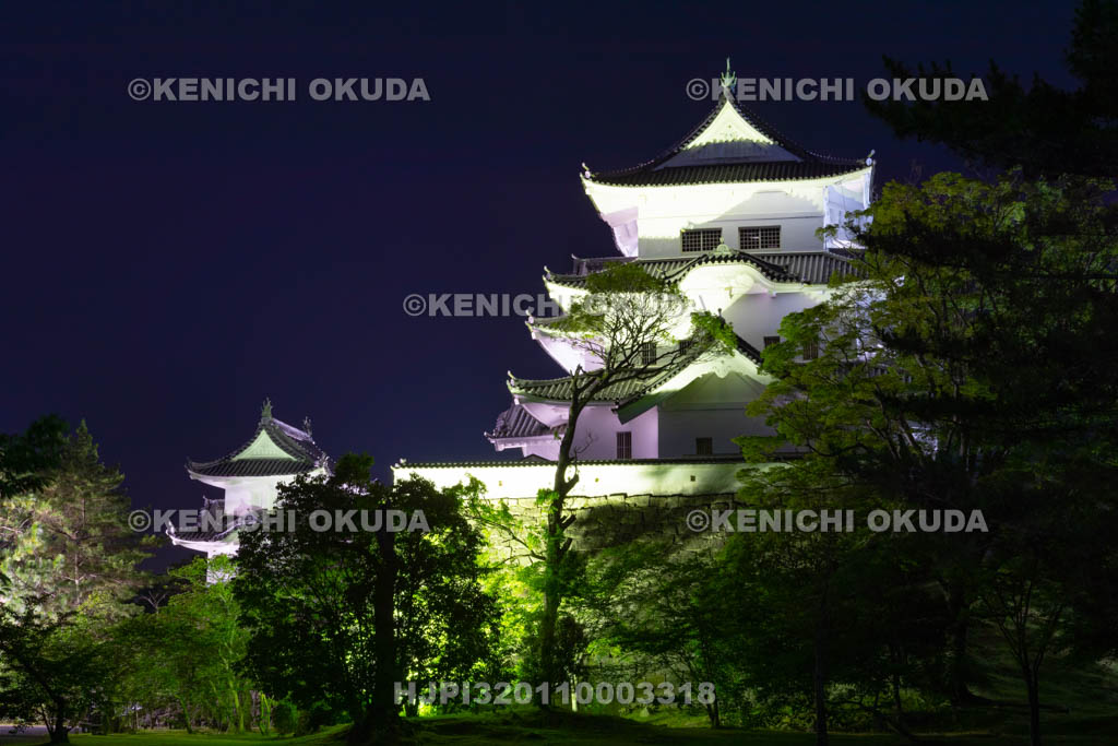 三重県　伊賀上野城の夜景
