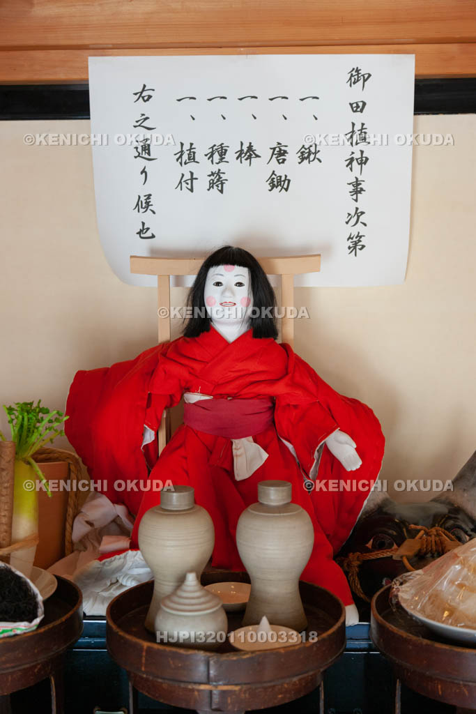 大阪府 杭全神社 御田植神事 祭壇 幼子姿の人形
