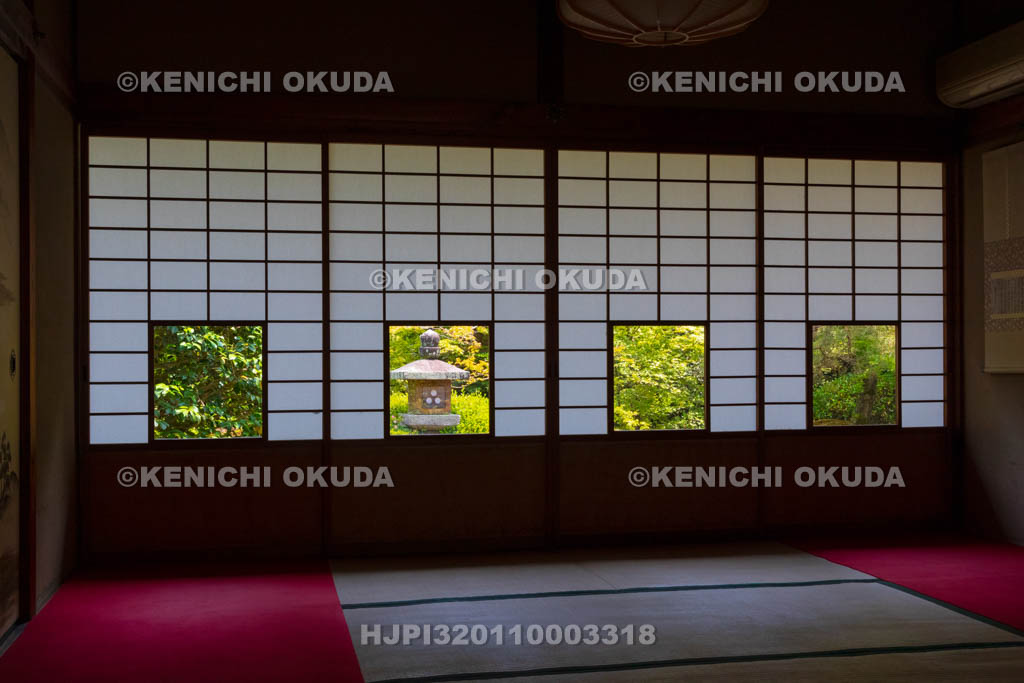 京都府　泉涌寺　雲龍院　蓮華の間と新緑の庭園