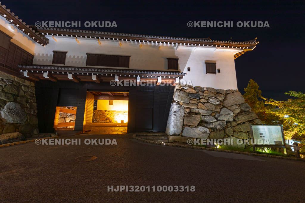 愛媛県　今治城の夜景　鉄御門