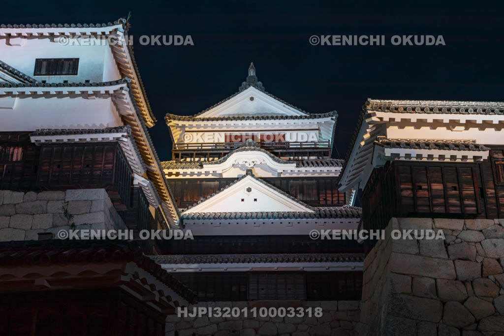 愛媛県　松山城の夜景
