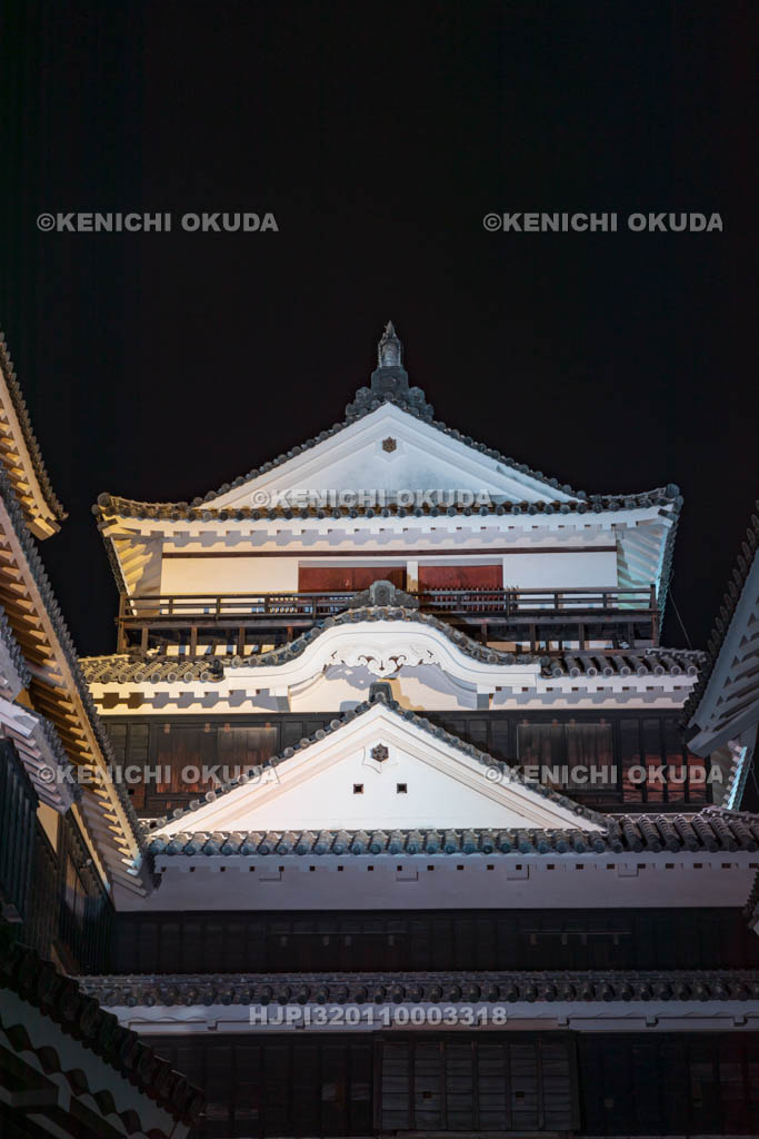 愛媛県　松山城の夜景