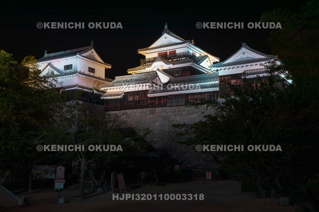 愛媛県　松山城の夜景
