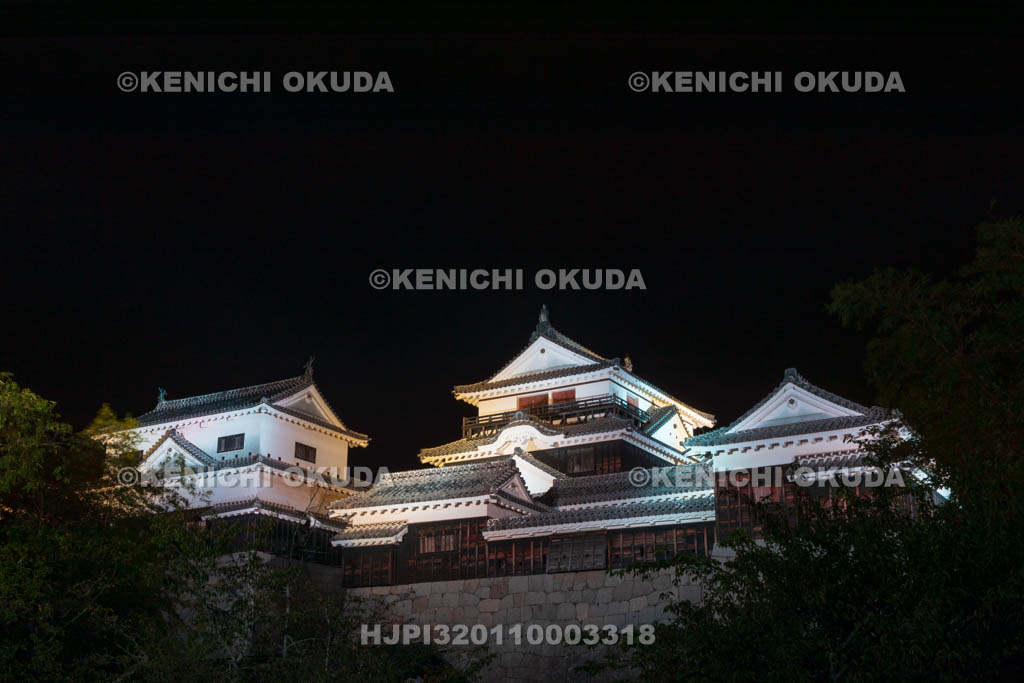 愛媛県　松山城の夜景