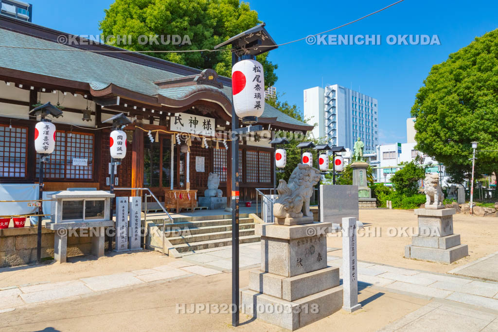 大阪府 敷津松之宮 拝殿と木津勘助の像