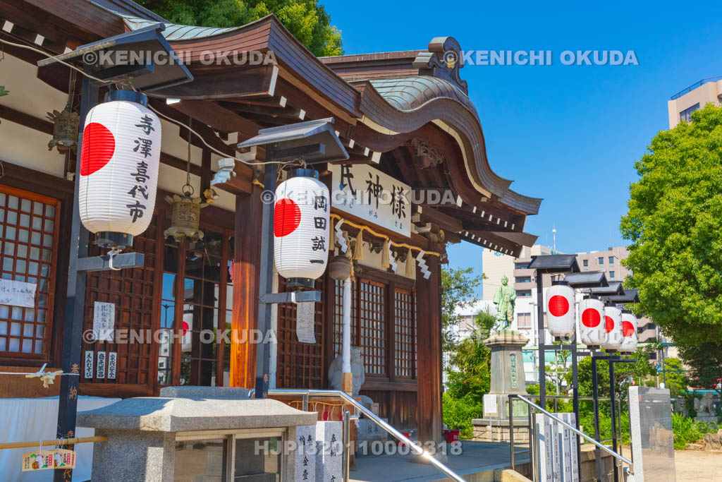 大阪府 敷津松之宮 拝殿と木津勘助の像