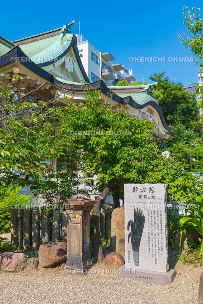 大阪府　難波八阪神社　賑橋碑　難波葱発祥の地碑