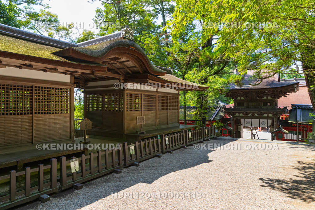 奈良県　石上神宮　摂社出雲建雄神社拝殿（国宝）と楼門（重要文化財）