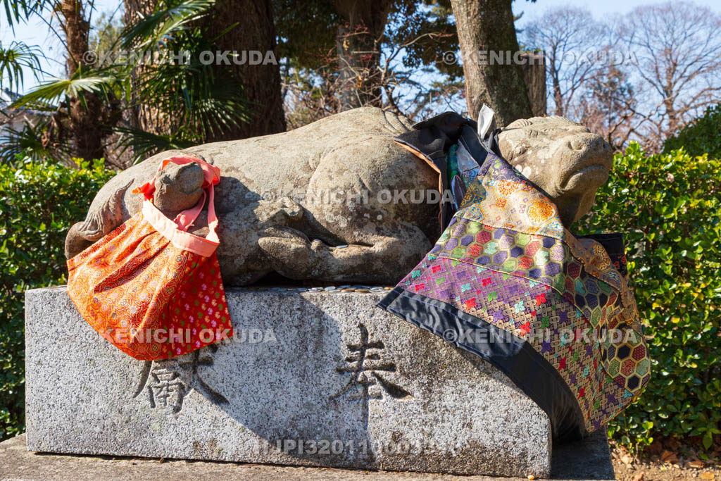 京都府　北野天満宮　母牛と仔牛の像