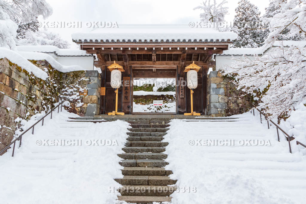 京都府　雪の三千院　御殿門