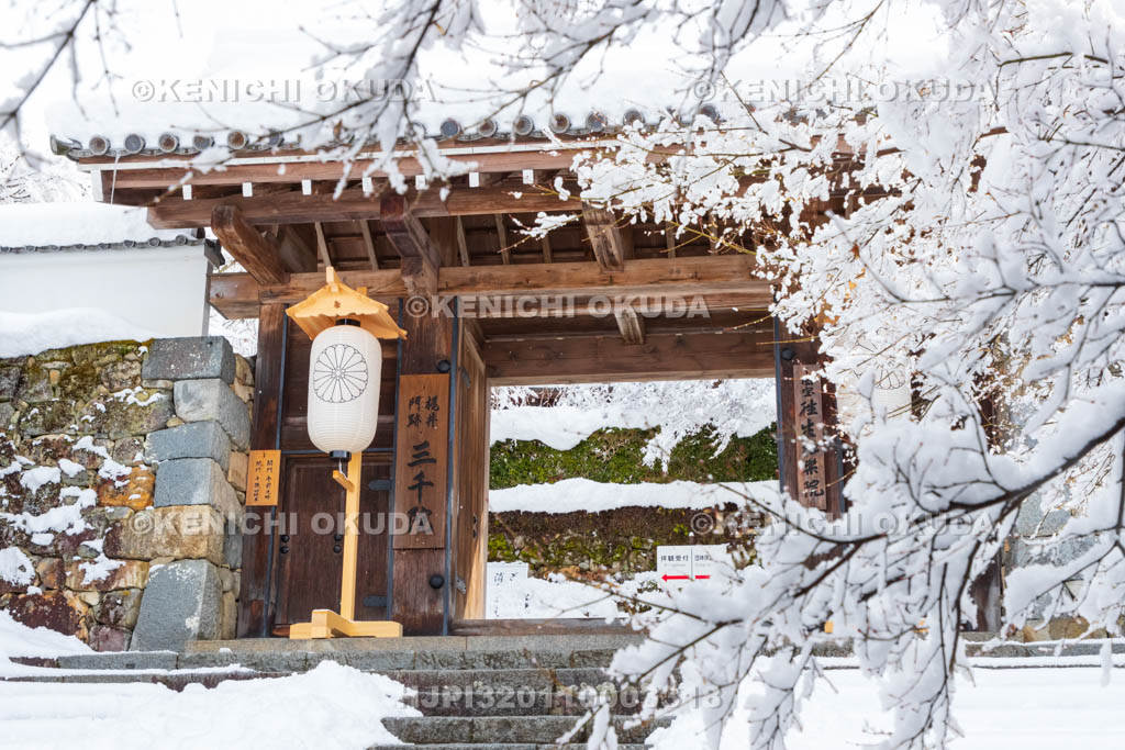 京都府　雪の三千院　御殿門