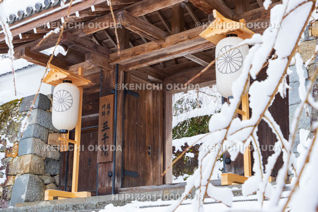 京都府　雪の三千院　御殿門