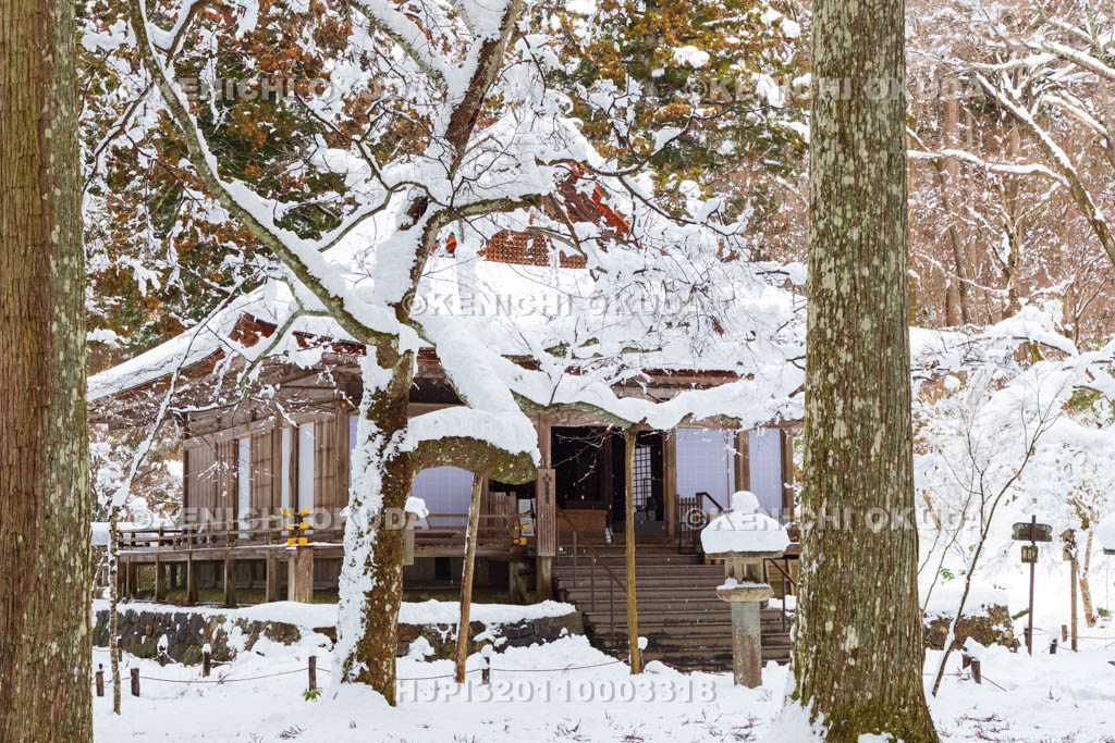 京都府　雪の三千院　往生極楽院（重要文化財）