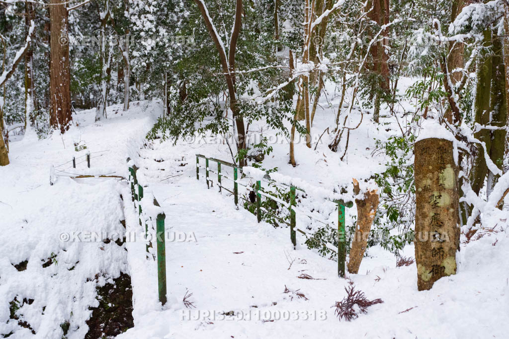 京都府　大原の里　雪の来迎院　御廟への道
