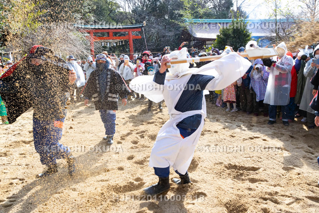 奈良県　廣瀬大社　砂かけ祭（お田植祭）　庭上の儀