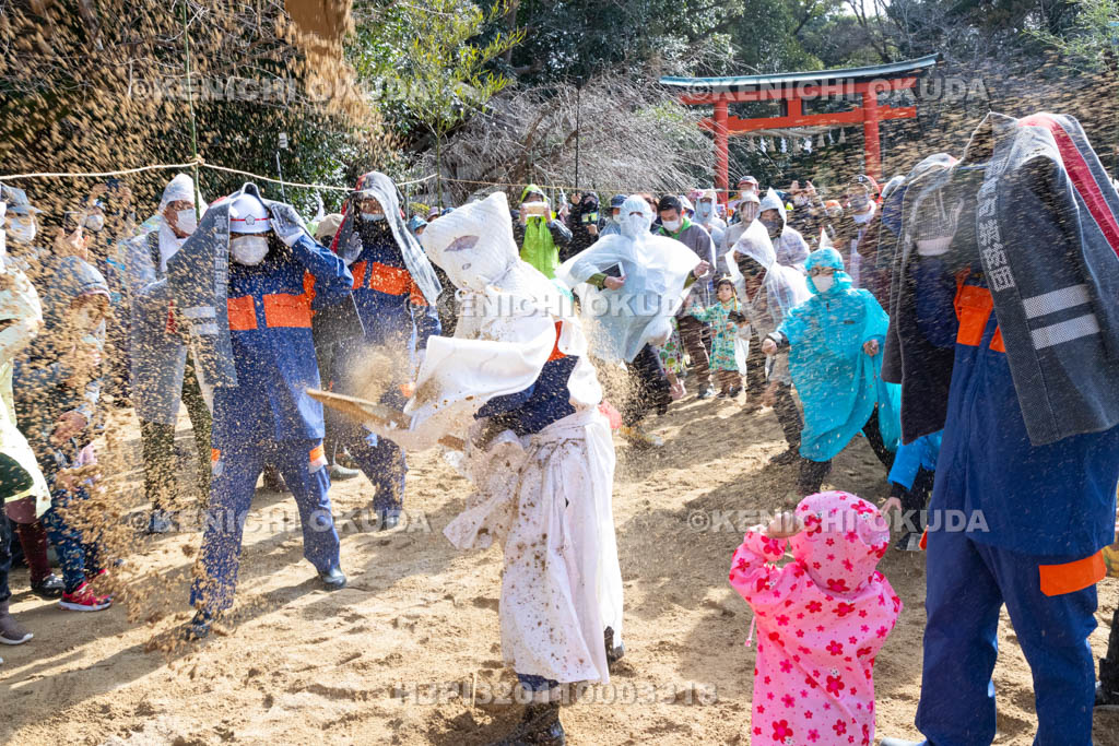 奈良県　廣瀬大社　砂かけ祭（お田植祭）　庭上の儀