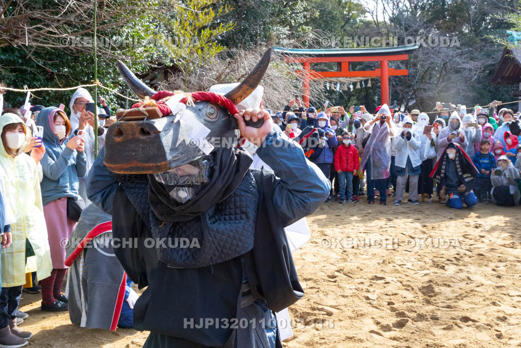 奈良県　廣瀬大社　砂かけ祭（お田植祭）　庭上の儀