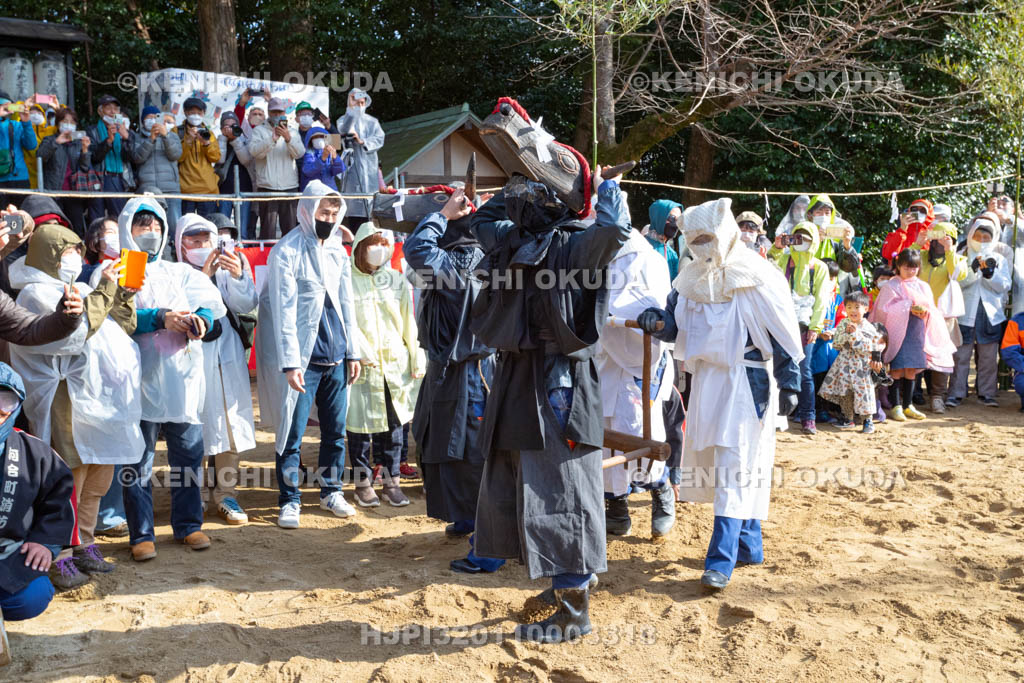 奈良県　廣瀬大社　砂かけ祭（お田植祭）　庭上の儀