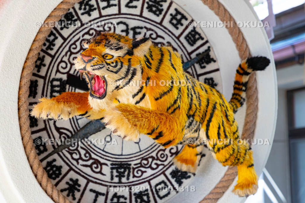 滋賀県　日牟禮八幡宮　絵馬殿　奉納された展示用の左義長ダシ（寅年）