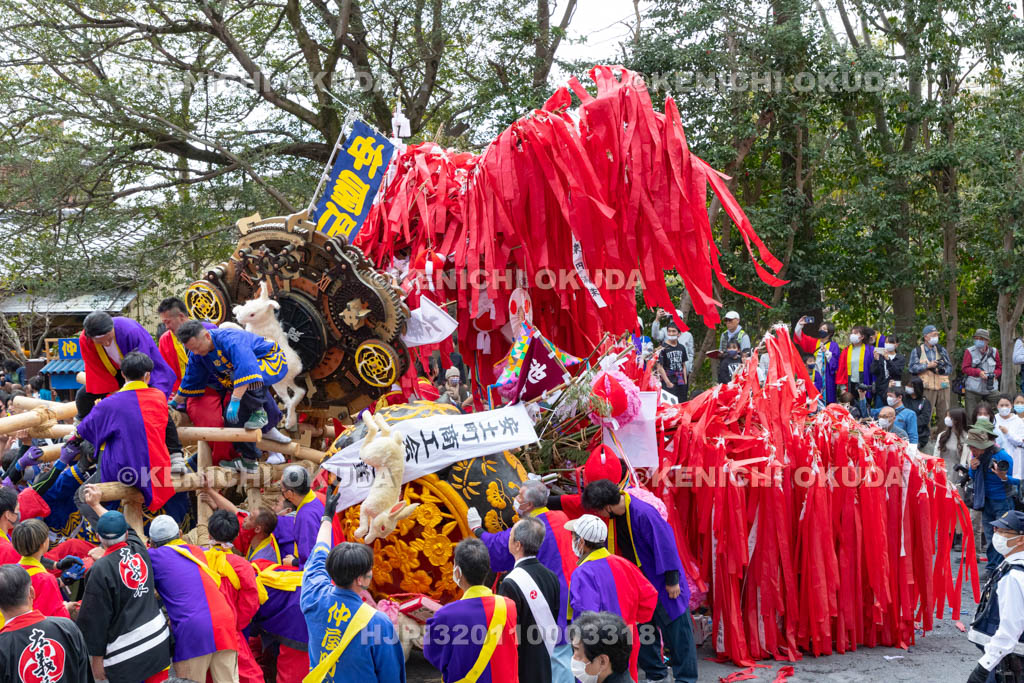 滋賀県　日牟禮八幡宮　左義長祭　左義長同士のぶつけ合い（ケンカ）