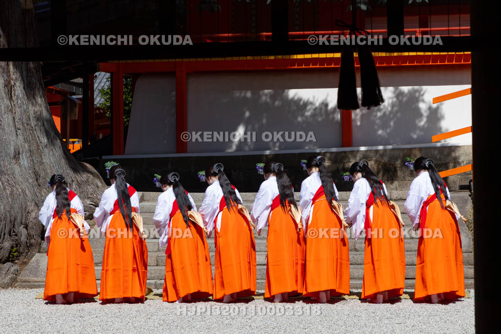 奈良県　春日大社　林檎の庭　御田植神事