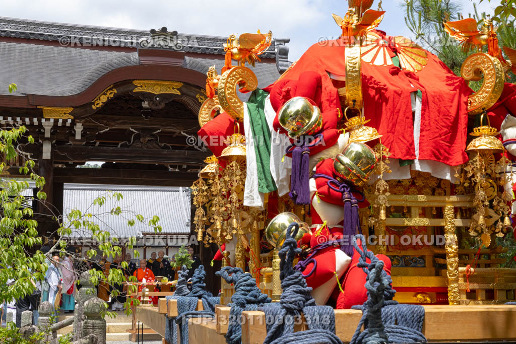 京都府　嵯峨祭還幸祭　神輿渡御　大覚寺にて読経