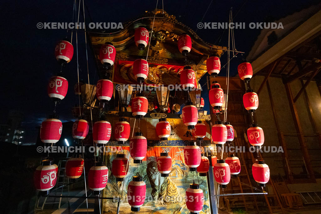 三重県　菅原神社　上野天神祭（宵山）　夜のだんじり