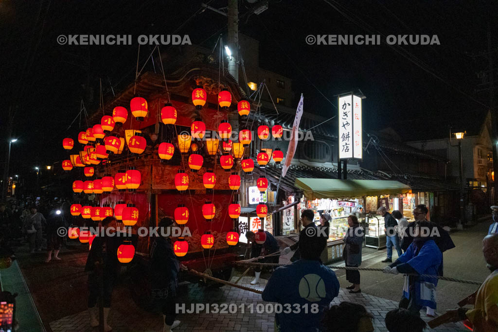 三重県　菅原神社　上野天神祭（宵山）　夜のだんじり巡行