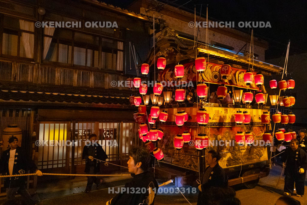 三重県　菅原神社　上野天神祭（宵山）　夜のだんじり巡行