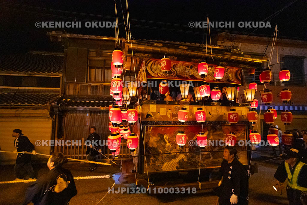 三重県　菅原神社　上野天神祭（宵山）　夜のだんじり巡行