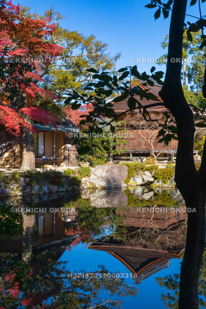 奈良県　紅葉の依水園　後園と柳生堂