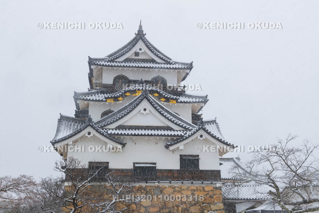 滋賀県　雪の彦根城　天守閣（国宝）