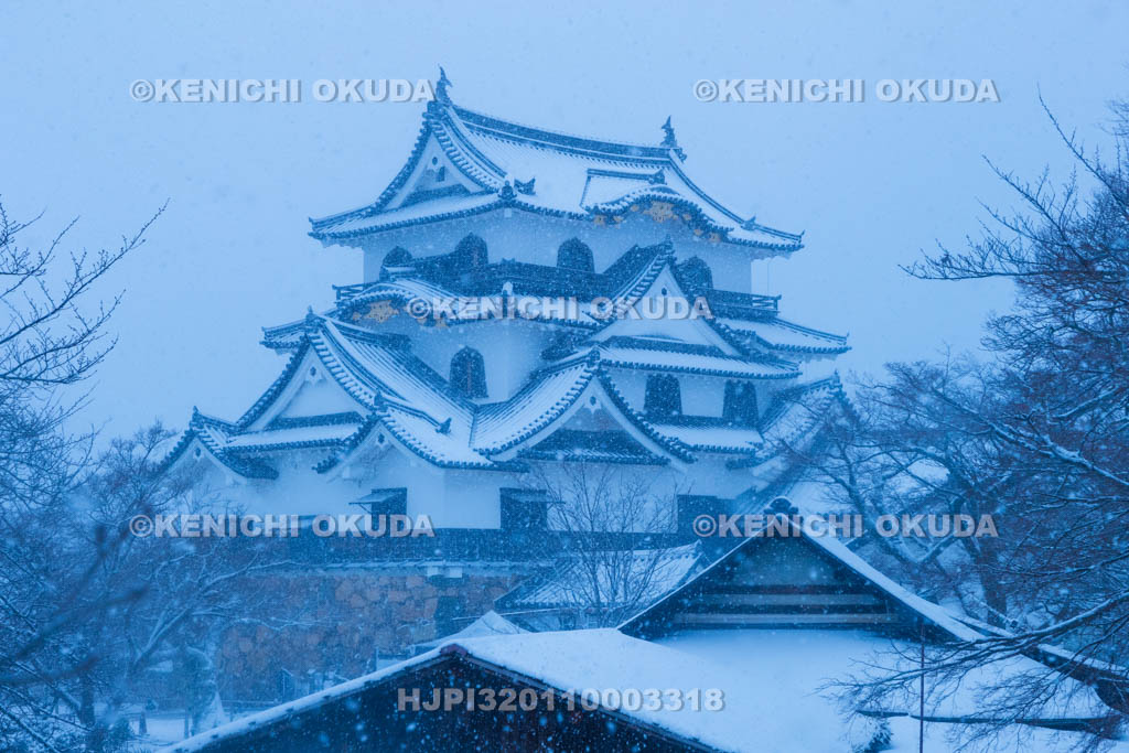 滋賀県　雪の彦根城　天守閣（国宝）