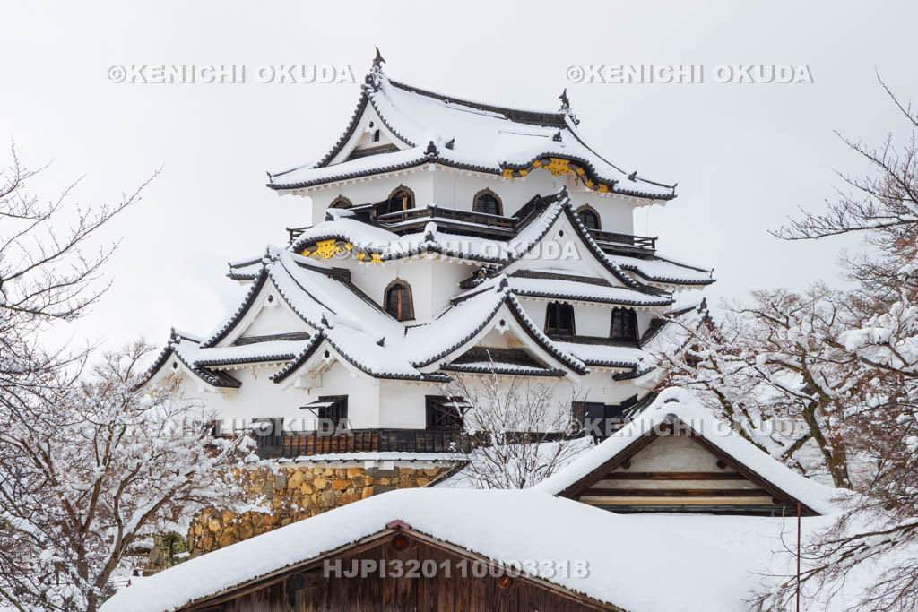 滋賀県　雪の彦根城　天守（国宝）