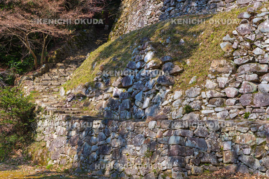 滋賀県　安土城址　伝羽柴秀吉邸跡（下段）から望む石垣
