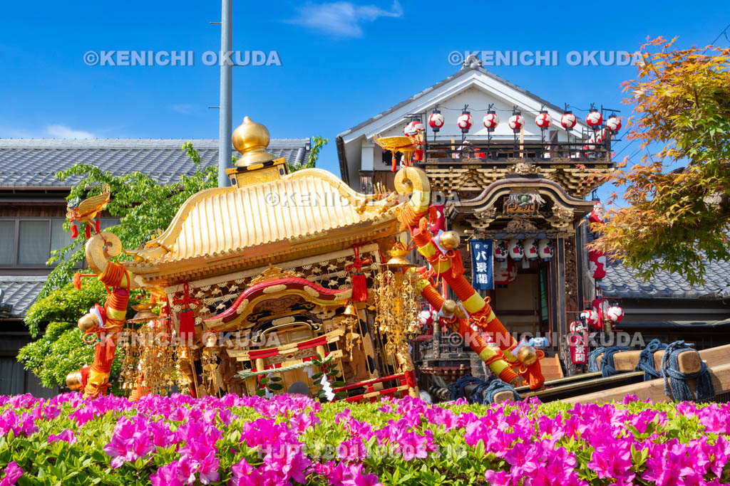 滋賀県　日野祭　宵祭（西之宮祭）　神輿と新町曳山（八景閣）
