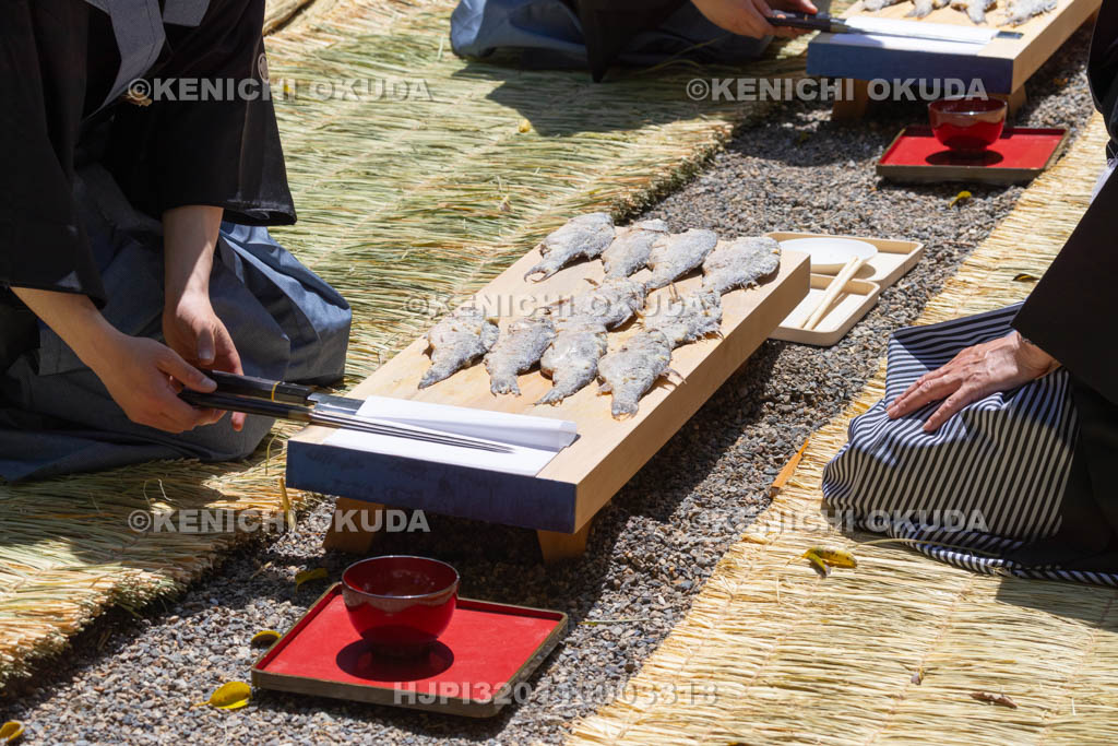 滋賀県　下新川神社　すし切り祭り　鮒鮓切り神事
