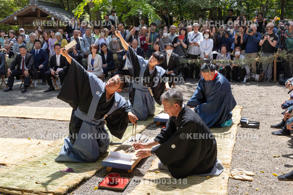 滋賀県　下新川神社　すし切り祭り　鮒鮓切り神事