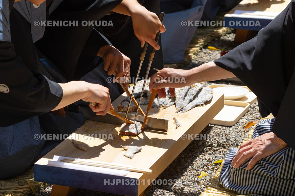 滋賀県　下新川神社　すし切り祭り　鮒鮓切り神事