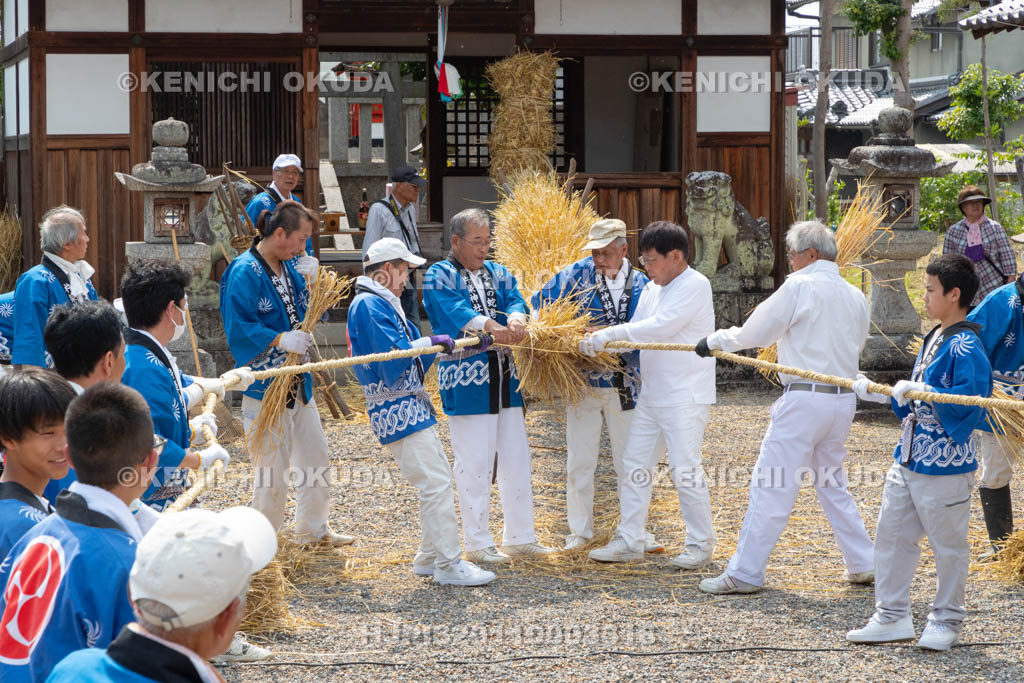 奈良県　今里の蛇巻き　蛇体の編み上げ