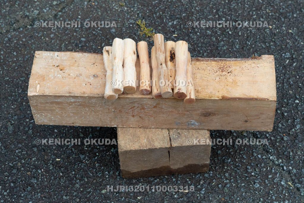 三重県　浅間祭前夜祭（方座浦）　幣竹作り