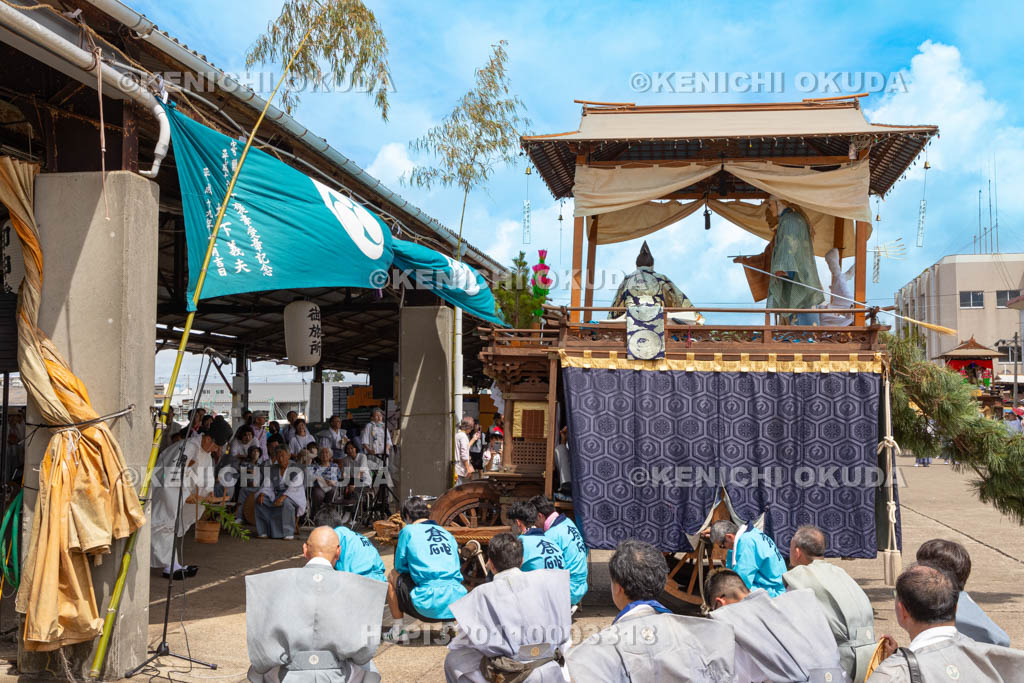 和歌山県　田辺祭（宵宮）　御旅所　笠鉾御勤め（本町）