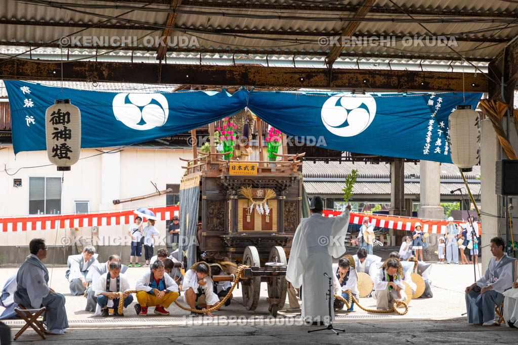 和歌山県　田辺祭（宵宮）　御旅所　笠鉾御勤め（福路町）