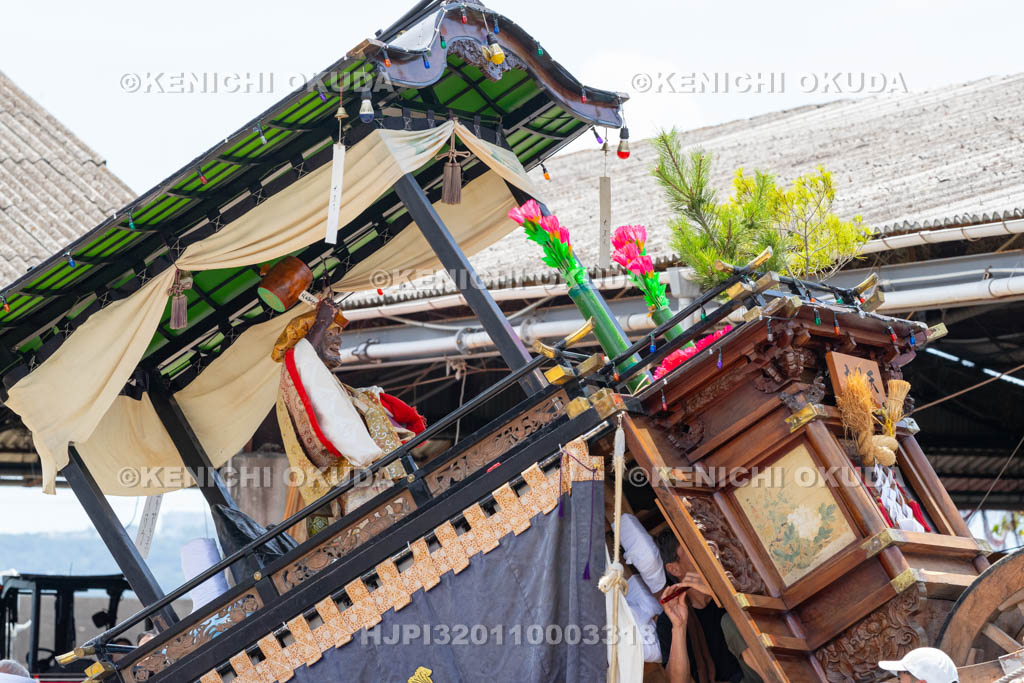和歌山県　田辺祭（宵宮）　御旅所　笠鉾（江川町・大黒天）