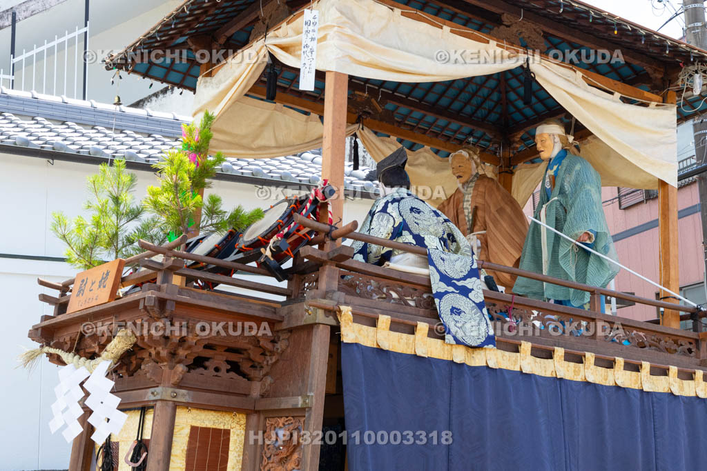 和歌山県　田辺祭（宵宮）　笠鉾（本町）　尉と姥