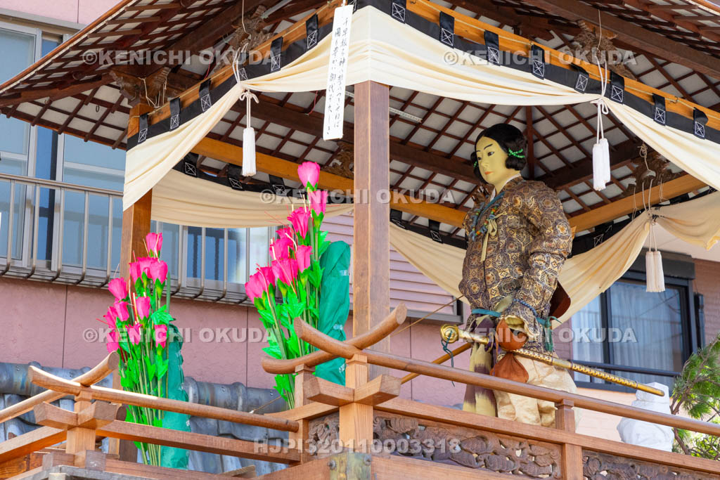 和歌山県　田辺祭（宵宮）　笠鉾（福路町）　日本武尊