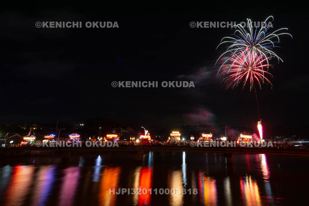 和歌山県　田辺祭（宵宮）　会津橋曳き揃え　奉納花火